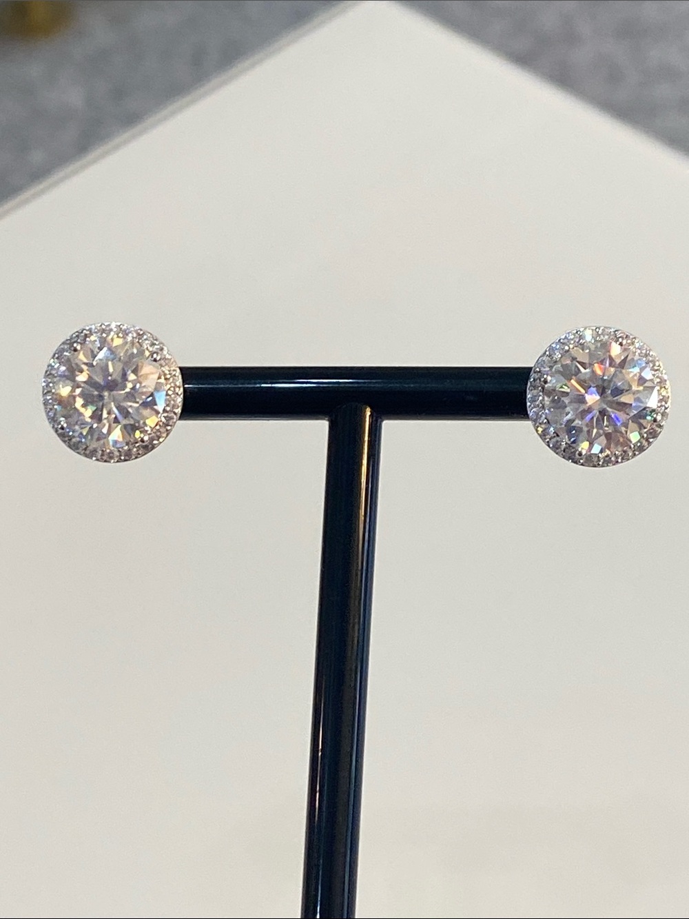 Sterling Silver 10.00mm 4.0ct moissanite earrings GRA CERTIFIED